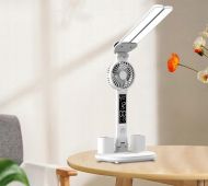 Stolová lampa s ventilátorom, LCD displejom a držiakom na ceruzky